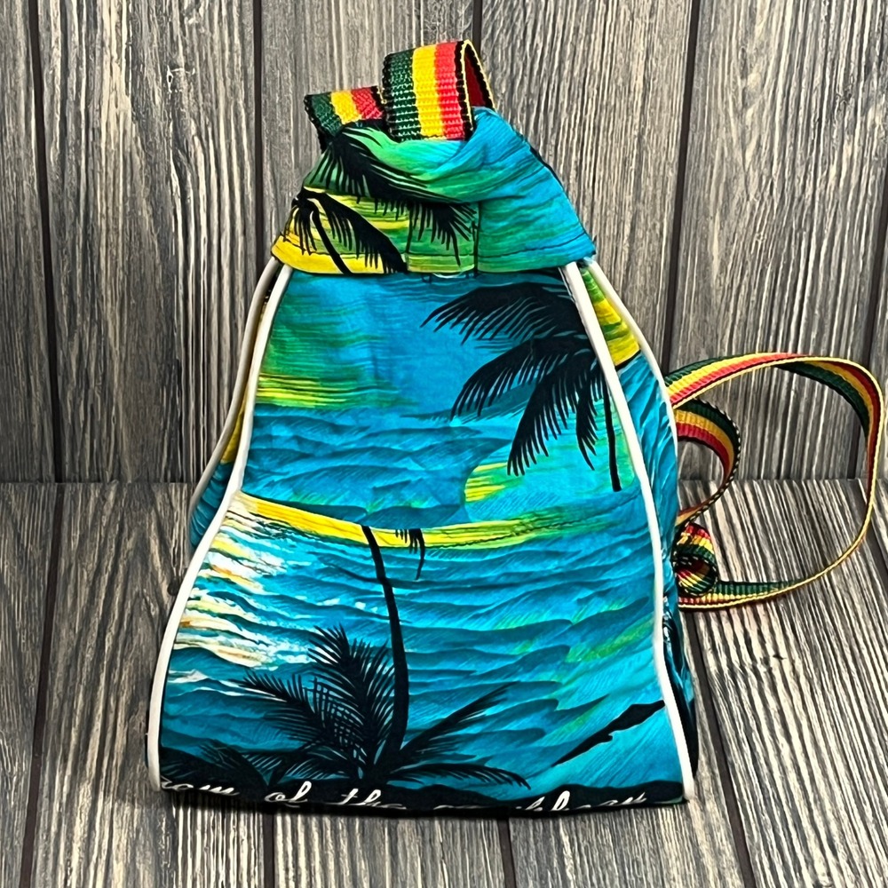 Port Antonio Tear Drop Backpack Blue Tropical Gem Of The Caribbean Rasta Strap - Picture 3 of 8